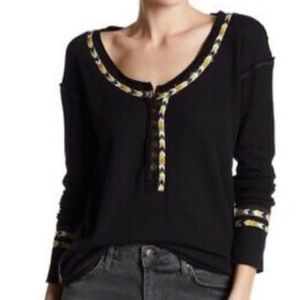 NWT Free People rainbow Henley thermal long sleeve top